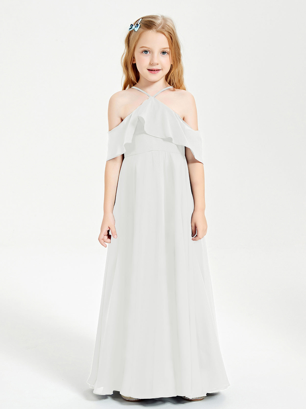 Off-the-Shoulder Long Dresses for Junior Bridesmaids Ivory